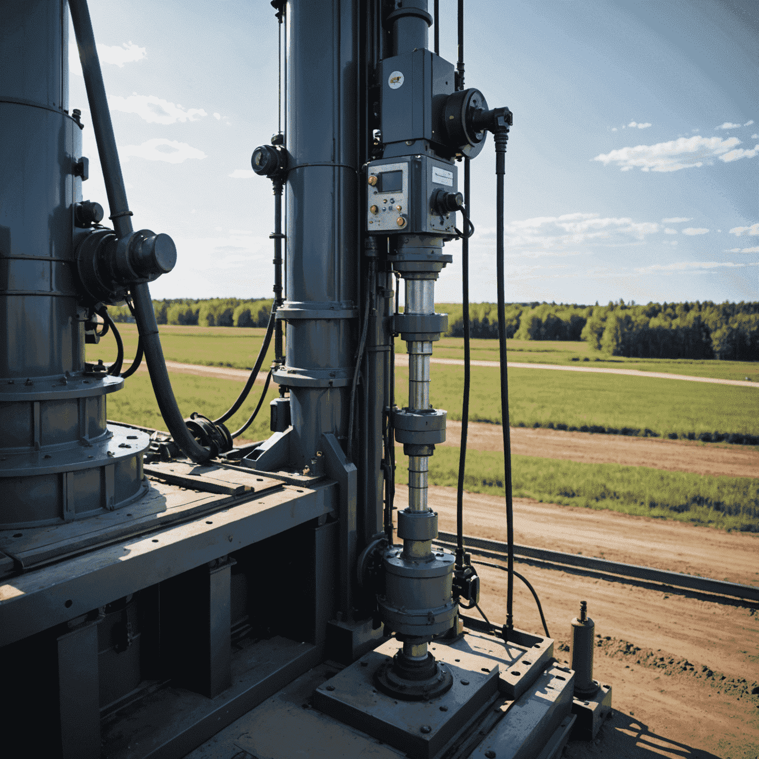 Close-up of an automated drilling system in operation at a Canadian oil well